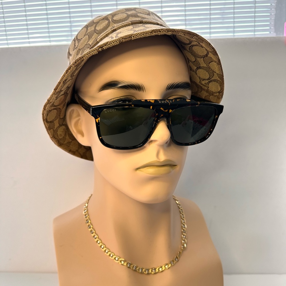 New Authentic Gucci GG1039S Men's Aviator Sunglasses, Tortoise/Green